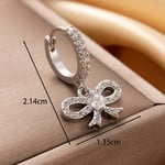 Silver color / 1 Piece Simple Series Classic Bow Knot Copper Silver Color Zircon Women's Dangle Earrings Picture2